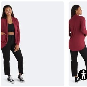 UltraModal Core Cocoon open Cardigan, pockets, flowy, stretchy, burgundy, lounge